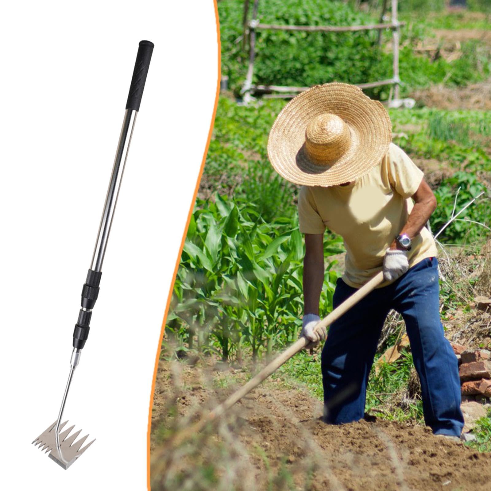 Sharplace Unkrautstecher, landwirtschaftlicher Kultivator aus rostbeständigem Metall, Gartengerät mit langem Griff zum Pflanzen, Auflockern von Mulch im Garten