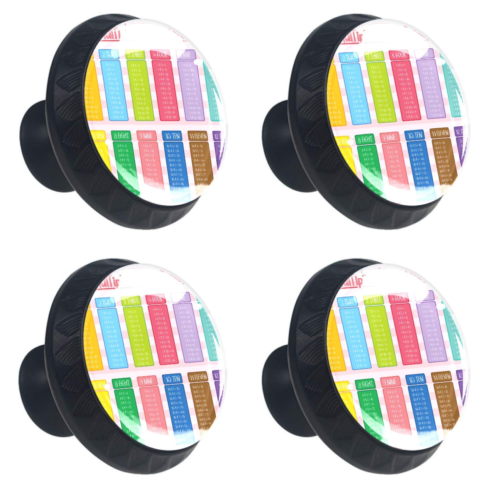 Boutons de tiroir multicolores en verre pour armoire de cuisine et table de multiplication