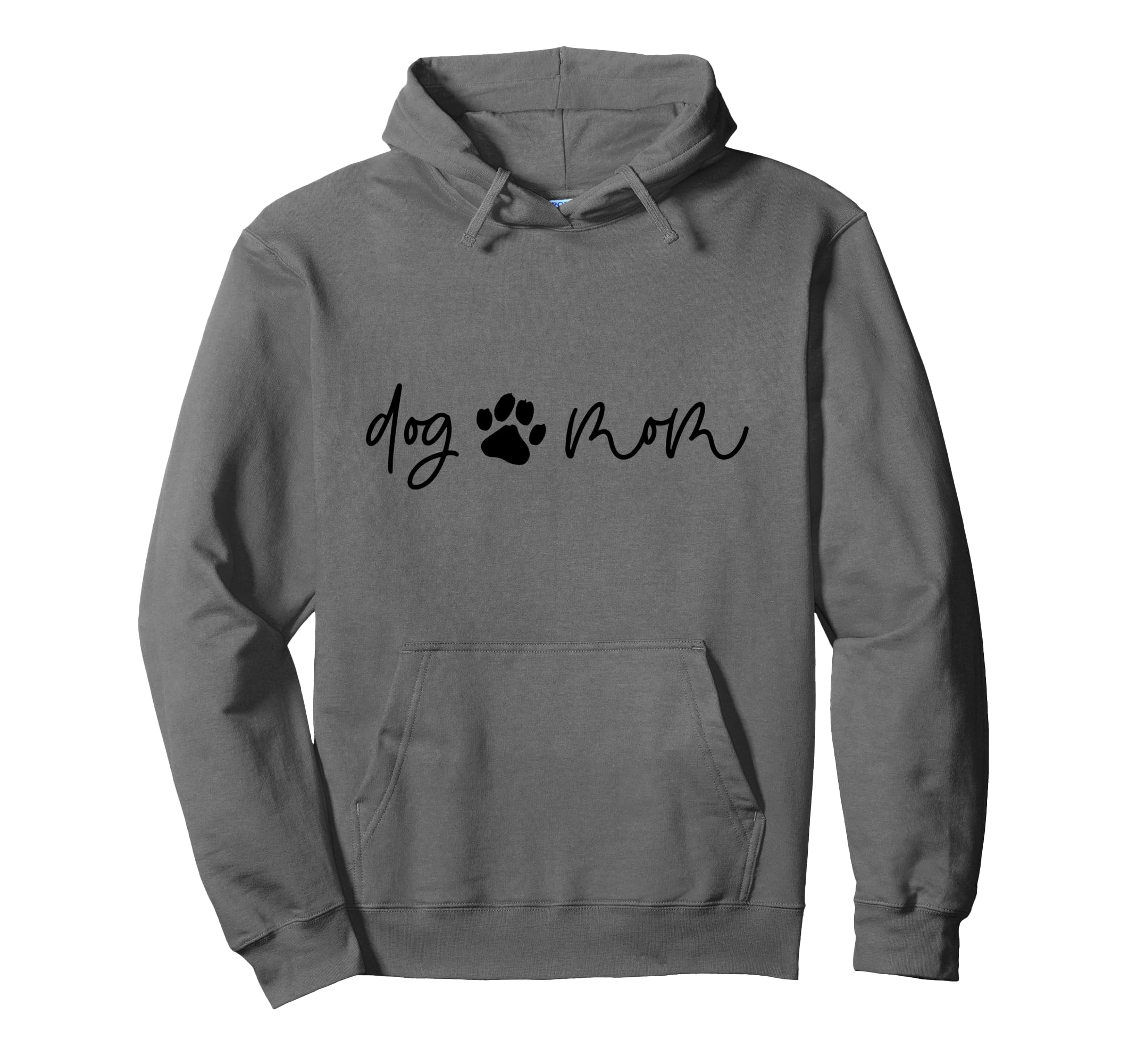 DOG MOM Paw Print Fur Mama Meme Pullover Hoodie, Black, S