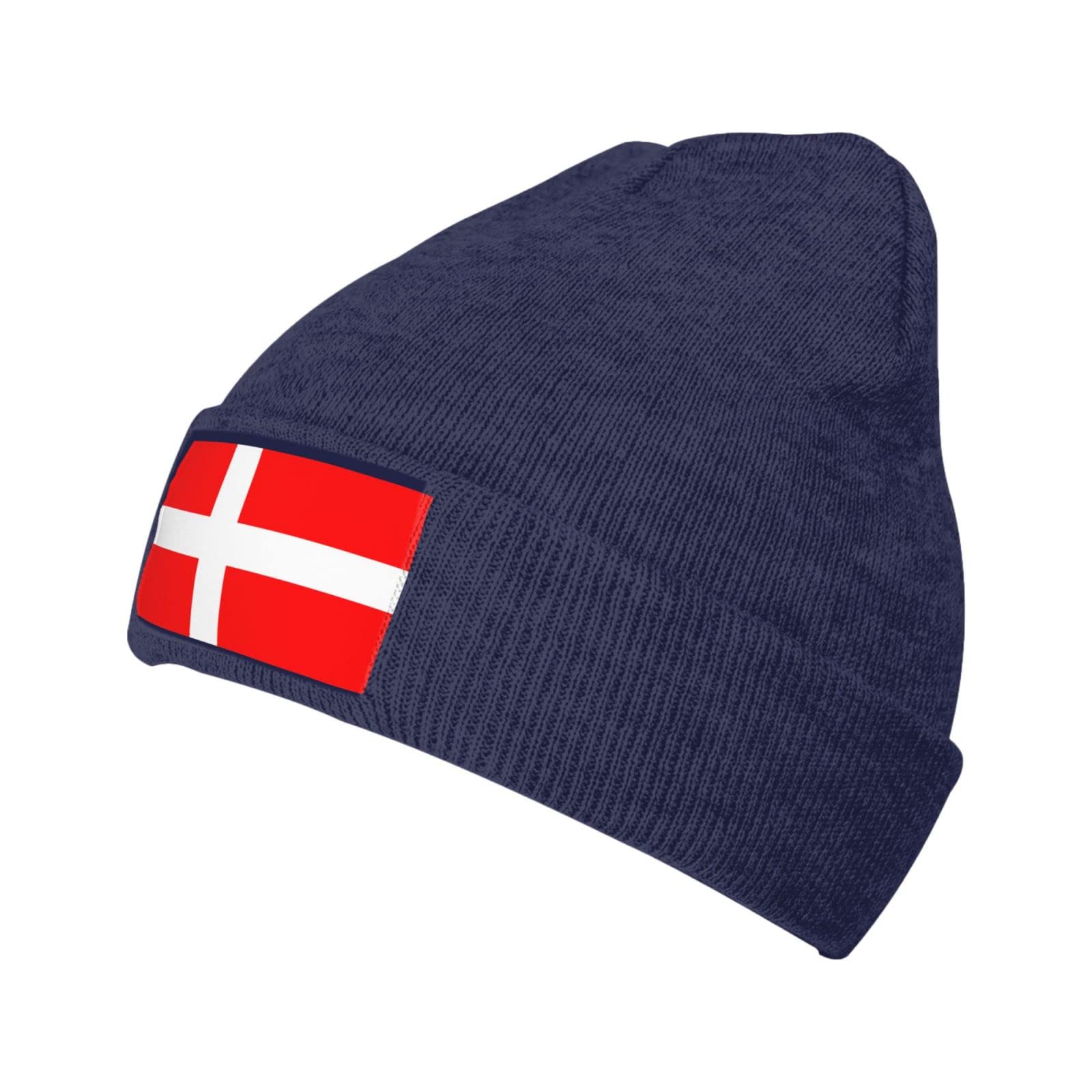 JBYJBX Denmark Danish Flag Print Unisex Knitted Hat Daily Hat Birthday Theme Elasti Beanie Cap Outdoor Leisure, Navy Blue, One Size