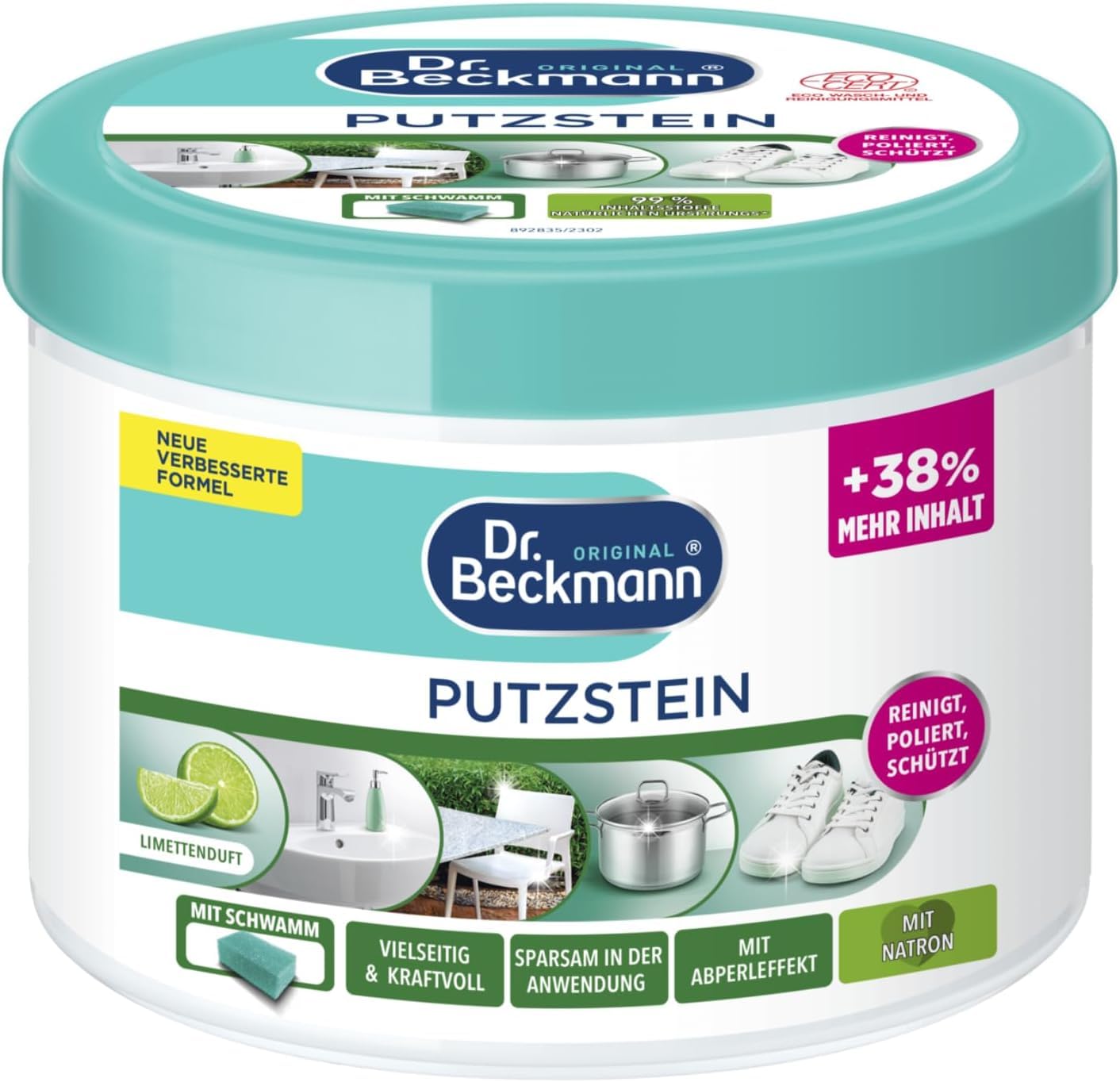 Dr. Beckmann Putzstein | Nettoyant universel pour toute la maison | avec éponge de nettoyage | 550 g