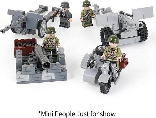 Miniatura 4 de Juego de bloques de construcción de armas de artillería de la Segunda Guerra Mundial (710 unidades). MOC piezas de ladrillos militares juegos de