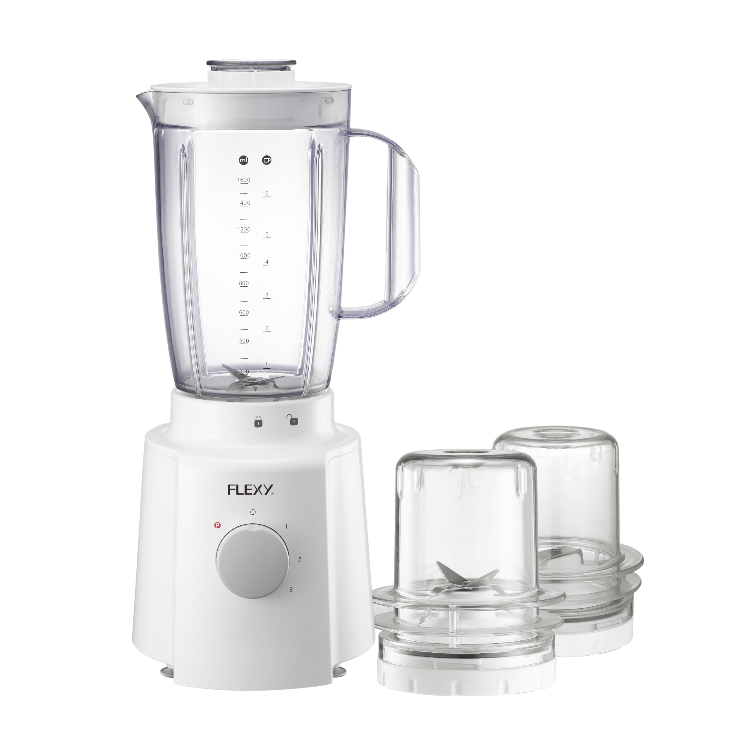 FLEXY 650W Multi-function Powerhouse: Blender, Juicer, Grinder | 3-in-1 Kitchen Appliance with 1.6L Jar, Safety Lock & Stylish White Design
