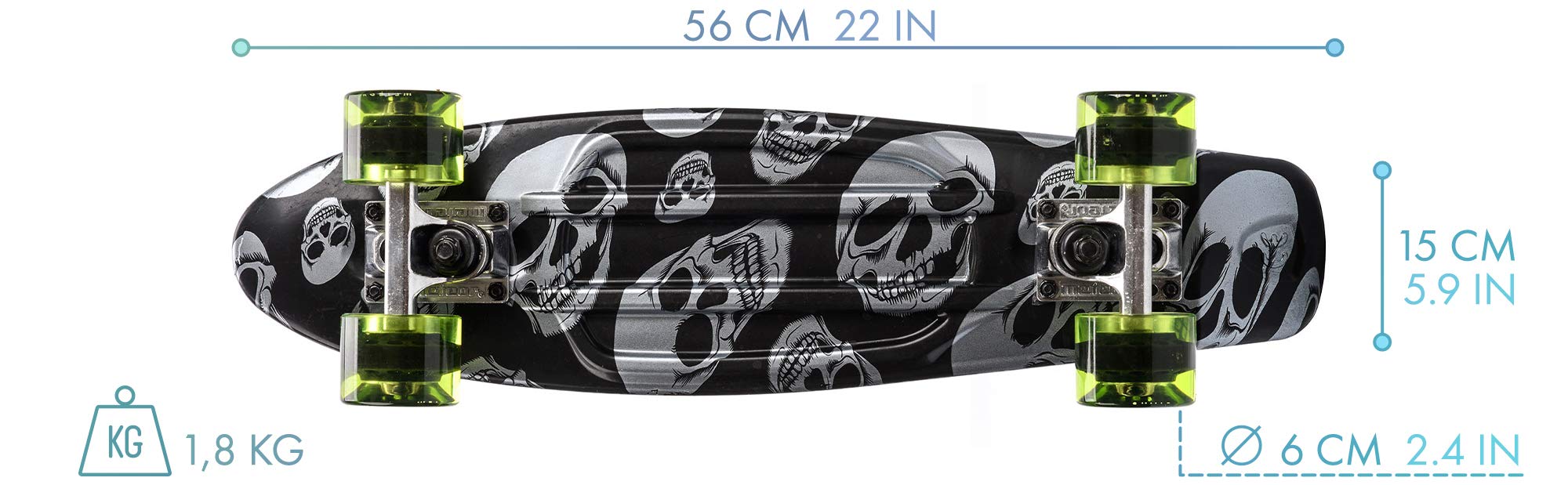 meteor Skateboard Kinder Mini Cruiser Kickboard mädchen Retro Jungen Mini Board Kinder Vintage miniboard, SKULLS