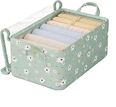 Caixa Organizadora com Tampa Transparente e Estampa Floral Verde, Estrutura em Aço Resistente, Tecido Oxford - Ideal para Organizar Roupas, Brinquedos e Mais