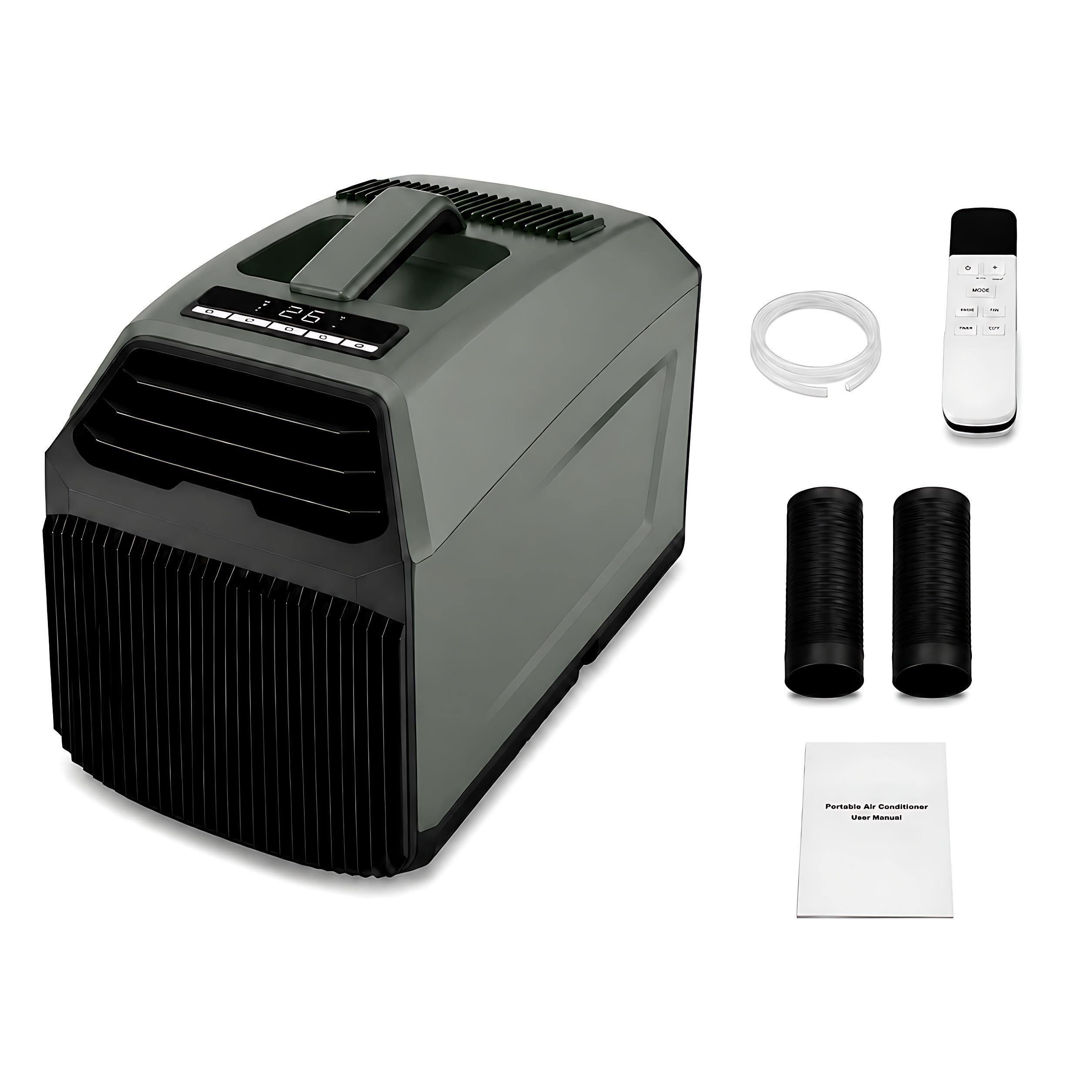 KPOUYYDS Camping Air Cooler, Portable AC Unit - 4500/5100 BTU True Dual-Rotor Compressor, Dual Hose, 330W Low Power, 36dB Quiet Fast Cooling for Van Life, Tent Camping, RV, Truck Cabins 5100BTU/DC