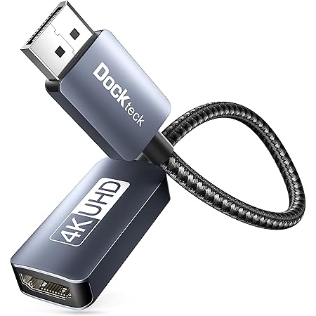 Active DisplayPort to HDMI Adapter, Dockteck 4K 60Hz DP to HDMI Converter, Uni-Directional Male DP 1.4 to HDMI Female for Monitor, HDTV, Projector, Desktop, Laptop(Dell ThinkPad Lenovo GTX etc.)