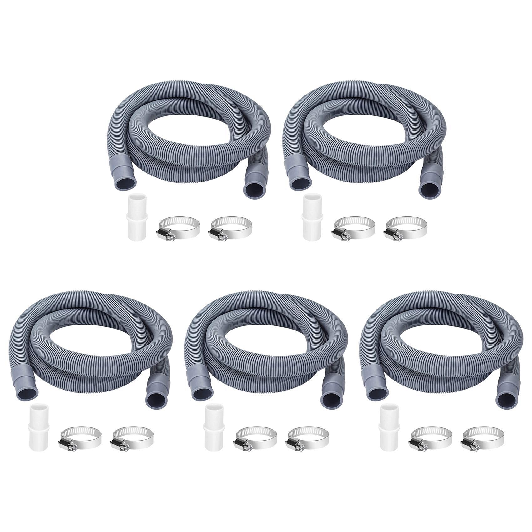 Jnchdghwa Grey 5X Drain Hose Extension For Washing Machines,2M Drain Hose Washing Machine Hose,Drain Hose Dishwasher Extension