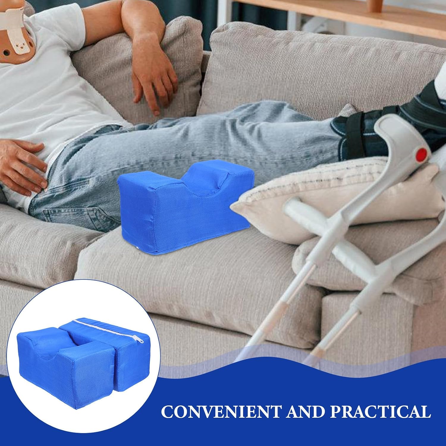 2pcs Foot and Hand Elevating Pads for Elderly and Bedridden Patients, Blue Polyester Sponge Cushions to Alleviate and Facilitate Healing and Home Settings