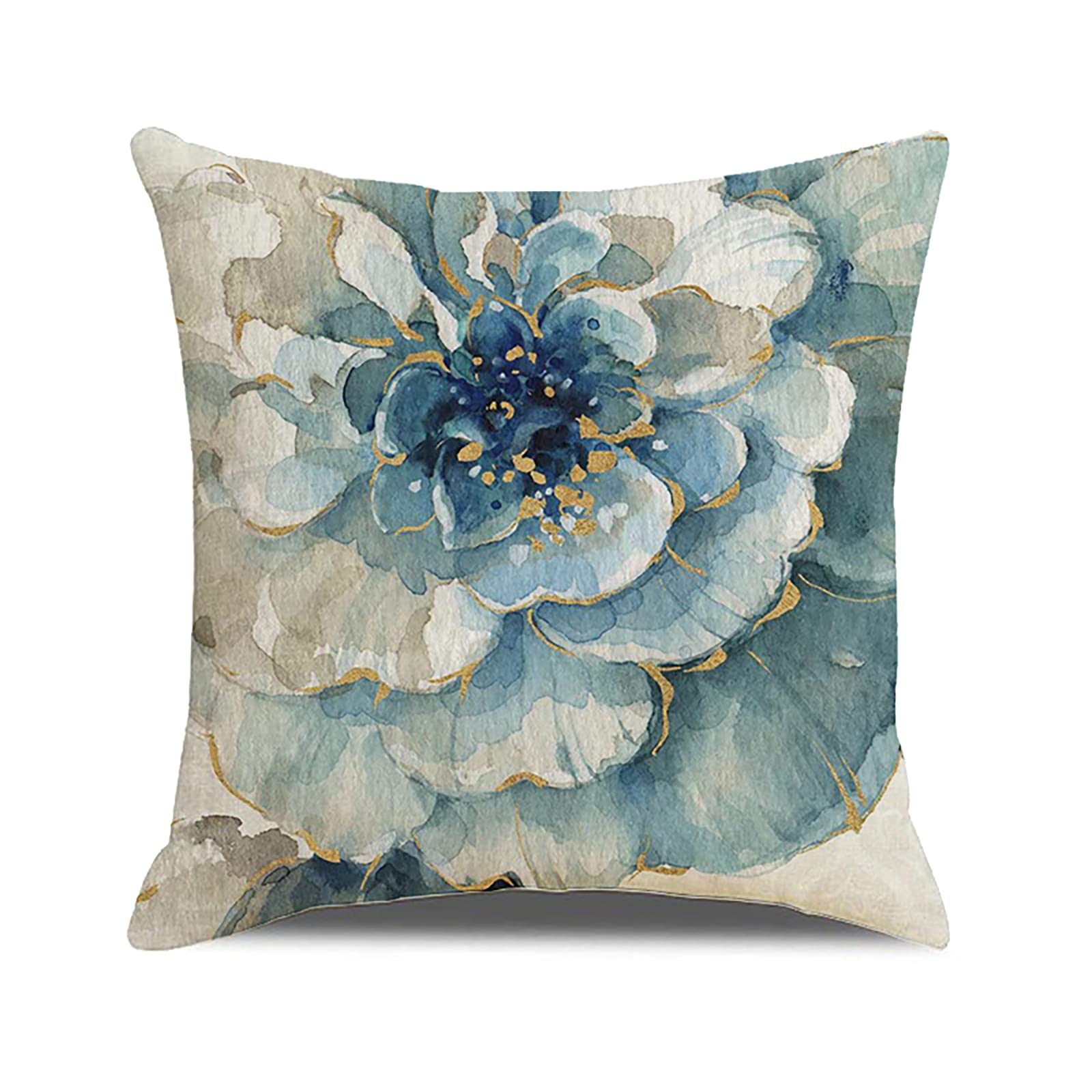 Cuscino, cuscino, fodere for cuscini floreali in lino 18 x 18 pollici (45 x 45 cm