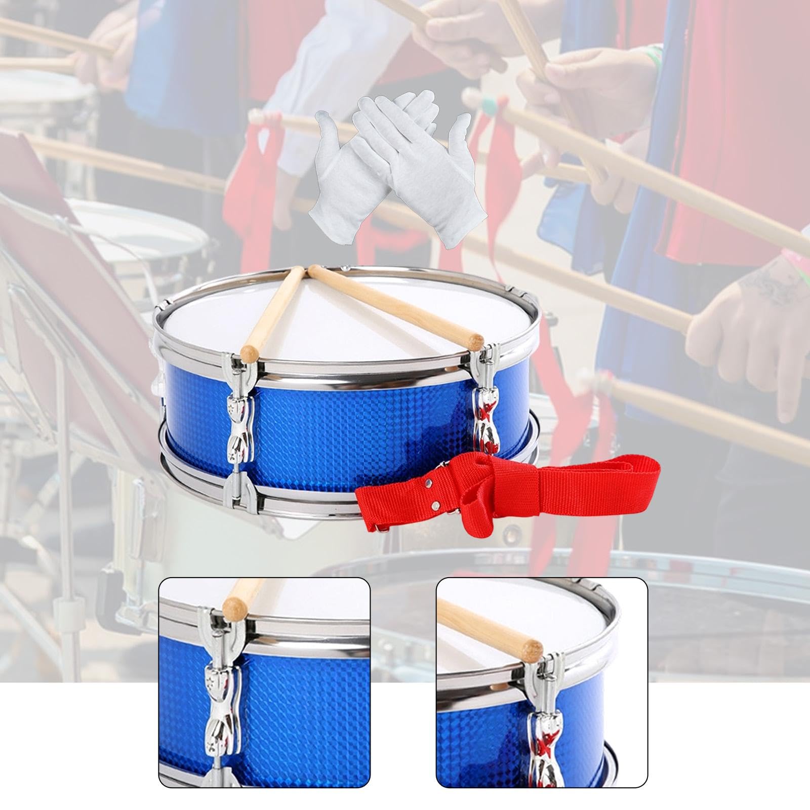 Caja Redoblante Set Percusión Práctica con Guantes Baquetas Correa Acero Inoxidable Matices Plenos Adecuado para Estudiantes Principiantes Niños Adult, Azul