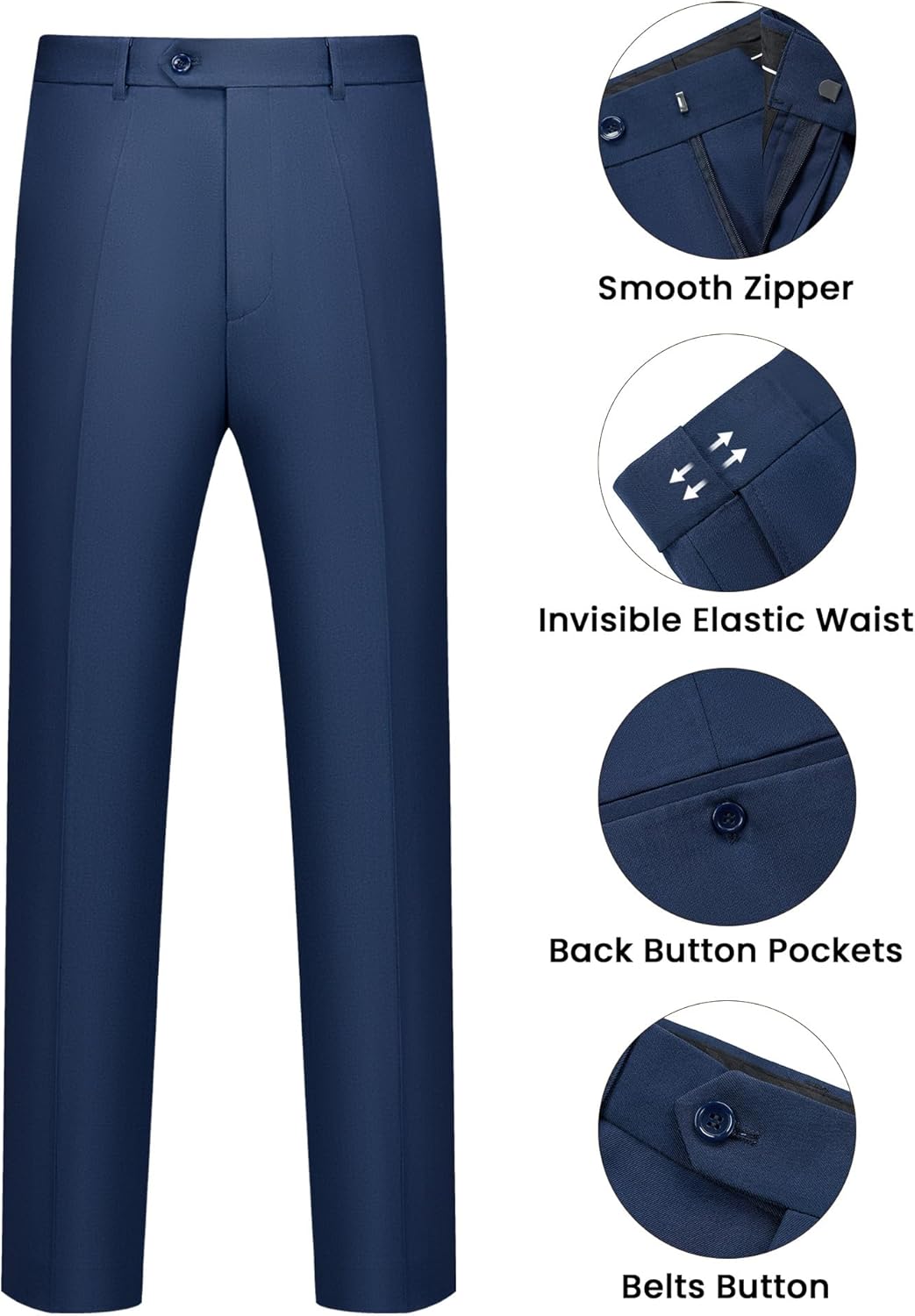 WULFUL Men's 2 Piece Suits Slim Fit Two Button Blazer Jacket Pants Set for Party,Wedding and Business - Image 7