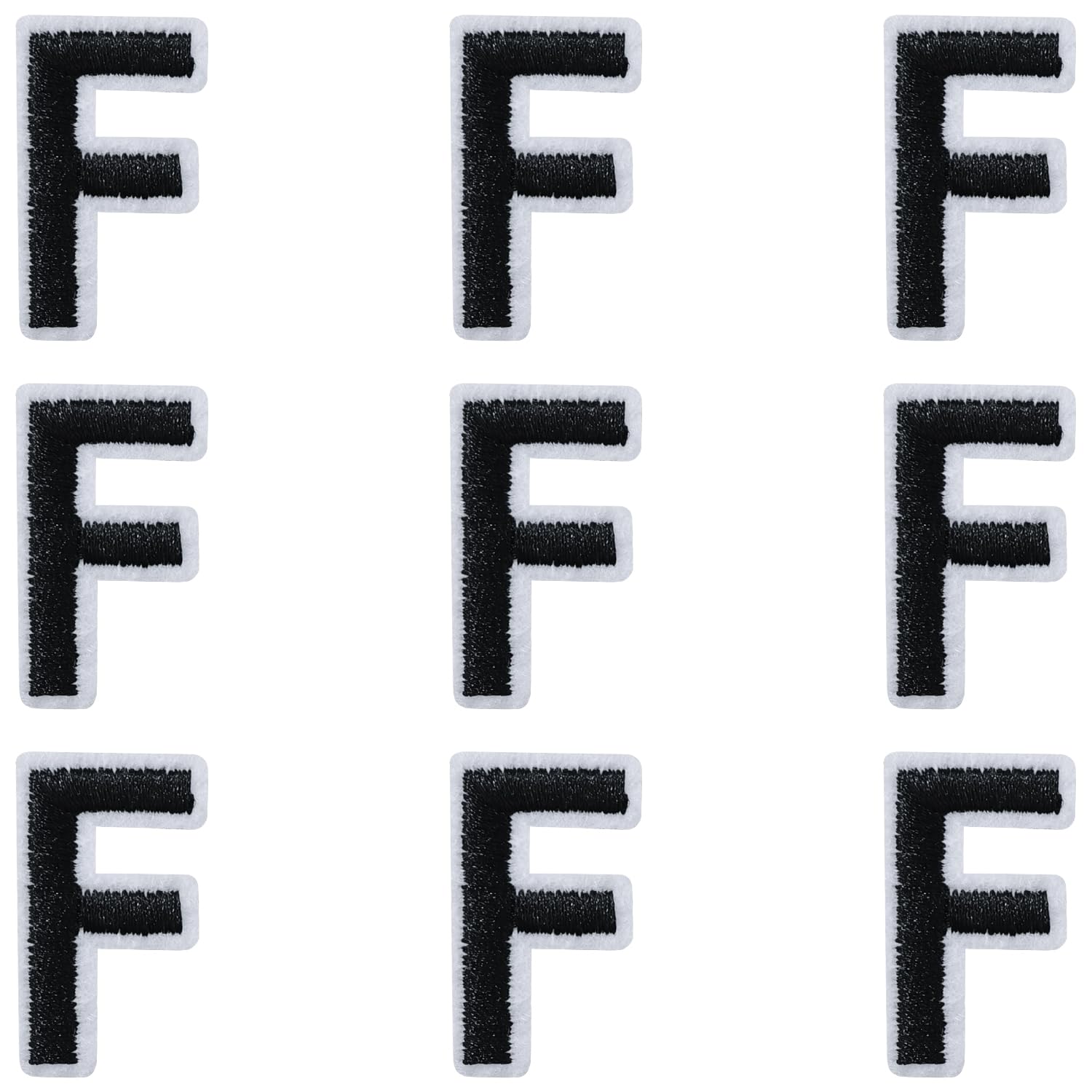 IANZE 9PCS Iron on Letter Patches, Black Letter F Patches Embroidered Letter Patch for Clothing, Jeans, Hats, T-Shirts, Backpacks, Etc. (Black-F)