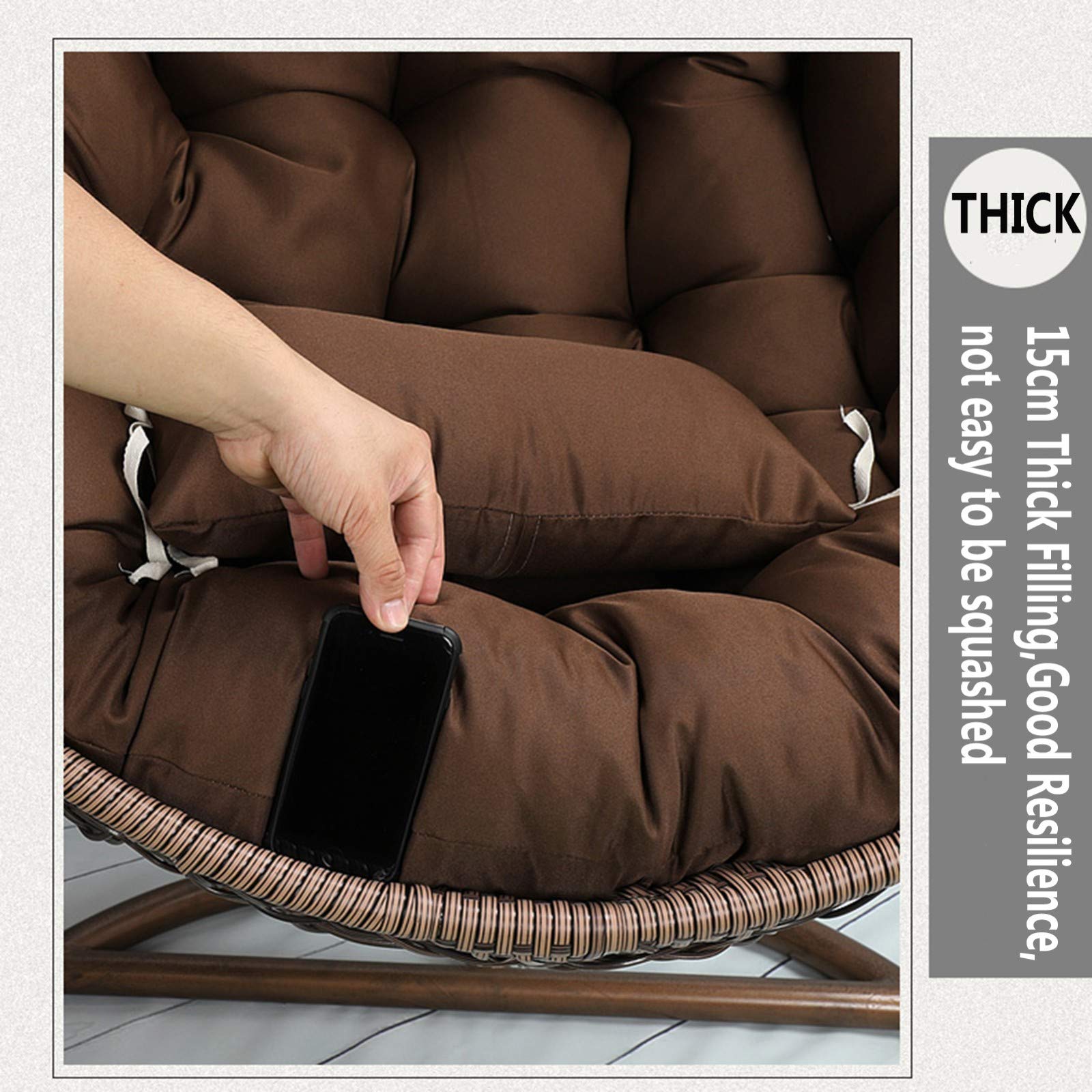 Coussin Rond pour Fauteuil Rotin, éPais Coussin pour Fauteuil Suspendu Exterieur Jardin, Lavable Coussin de Chaise Suspendue, AntidéRapant Coussin pour Hamac Chaise SuspenduBeige