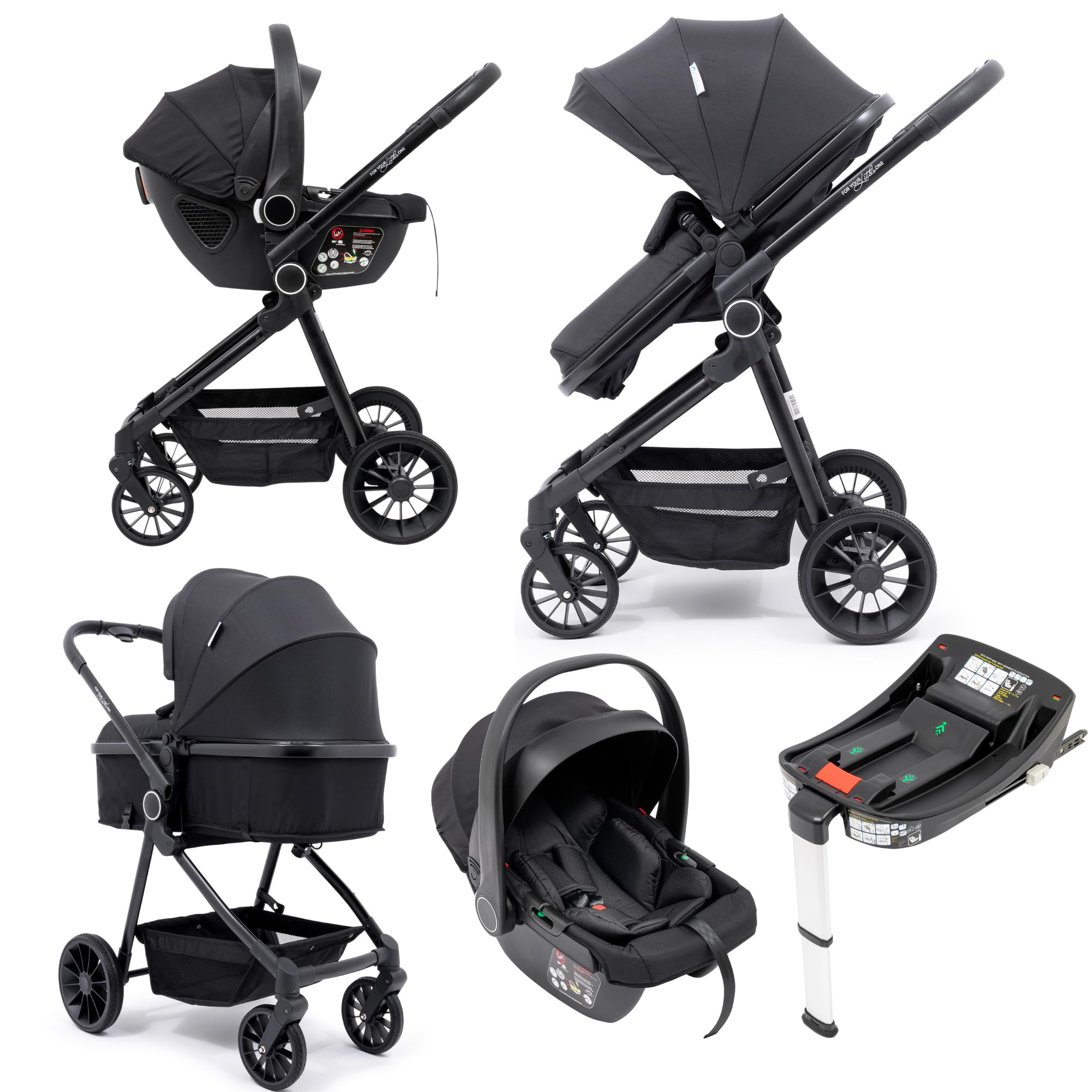 For Your Little One LITE 3 in 1 I-Size Travel System Black