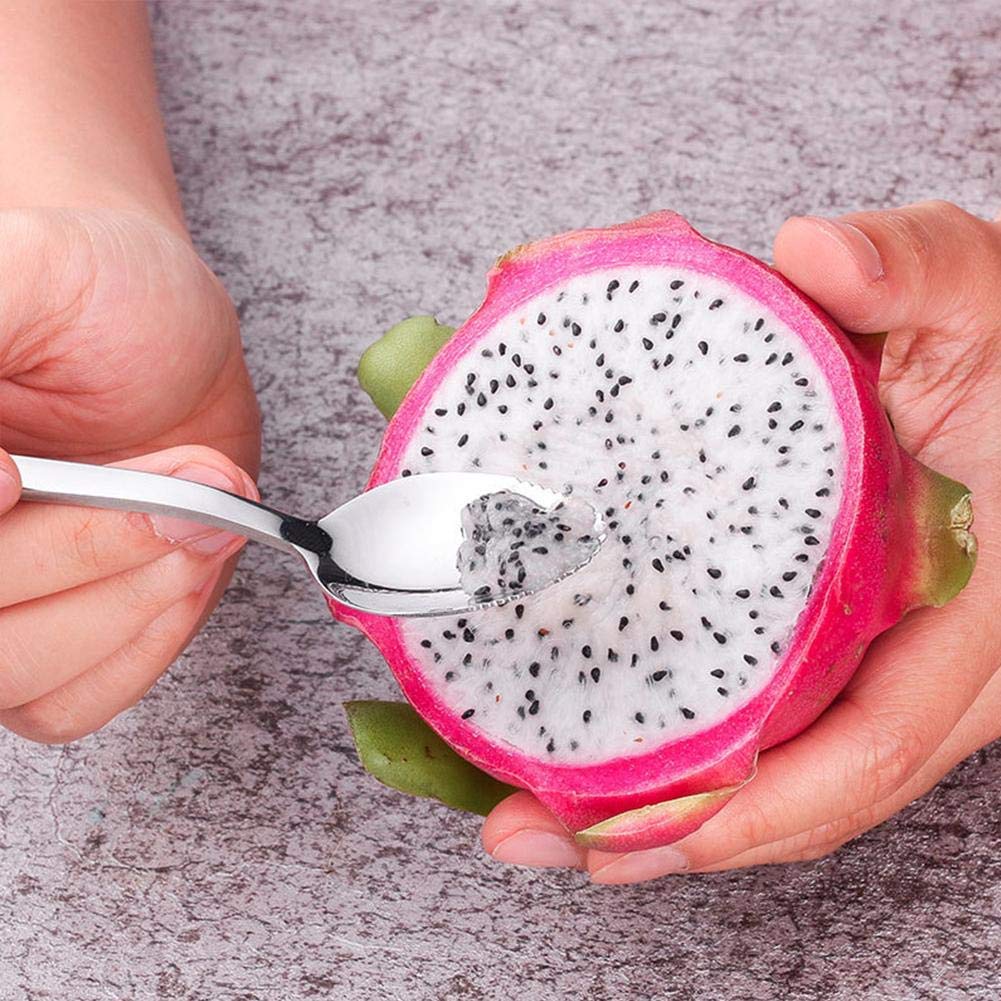 YFOX łyżka do owoców łyżka do grejpfruta łyżka deserowa ze stali nierdzewnej, łyżka deserowa, skrobaczka, ząbkowana krawędź 2 sztuki