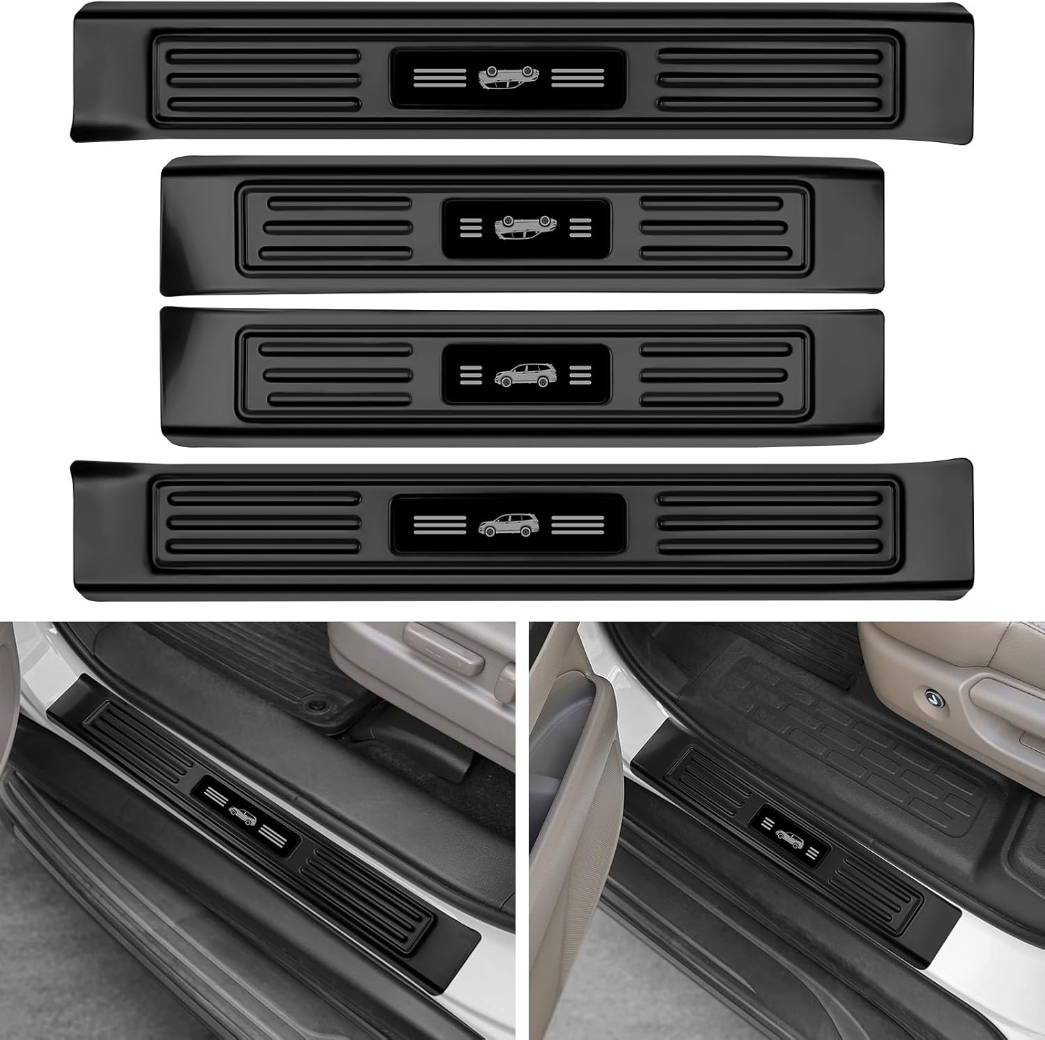 YOJOJOCO 6PCS Door Sill Protector for Kia Carnival 2026 2025 2024 2023 2022 Accessories Matte Black ABS Material Front and Rear Door Pedal Kick Protection (Black)