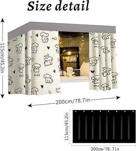 Vista 16 de Linda cortina de litera inferior para dormitorio de estudiantes, tela opaca mosquiteras, ropa de cama, tienda de campaña, toldo para cama