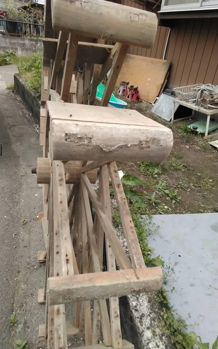欅　歯車　水車　古民具　骨董 Amazon.co.jp: 古い水車店舗のシンボルに骨董アンティーク明治時代水車