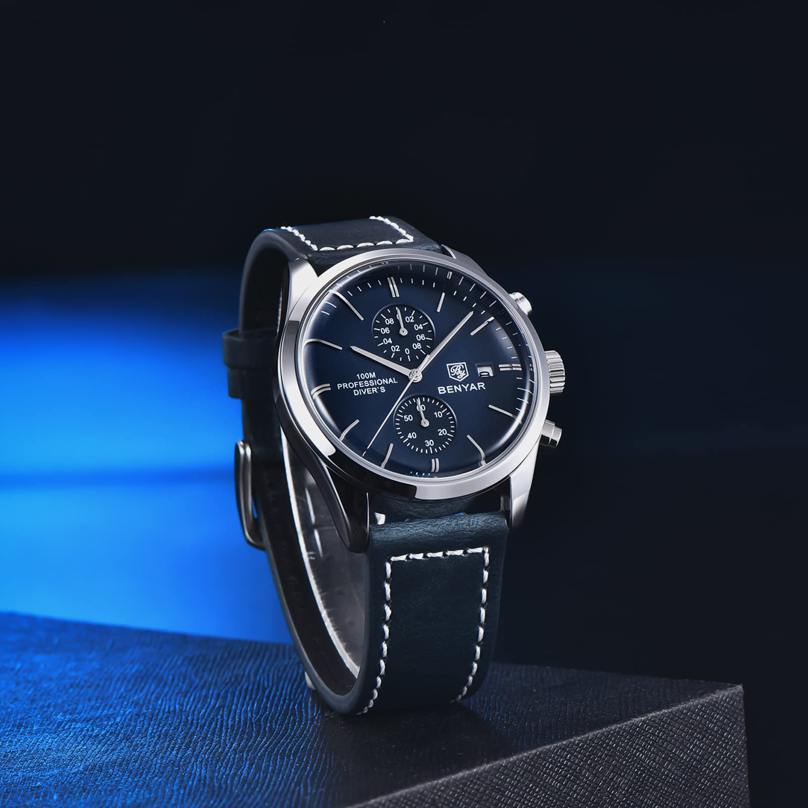 Orologio analogico al quarzo da uomo con cinturino in vera pelle cronografo sportivo da uomo casual orologio da polso calendario calendario impermeabile