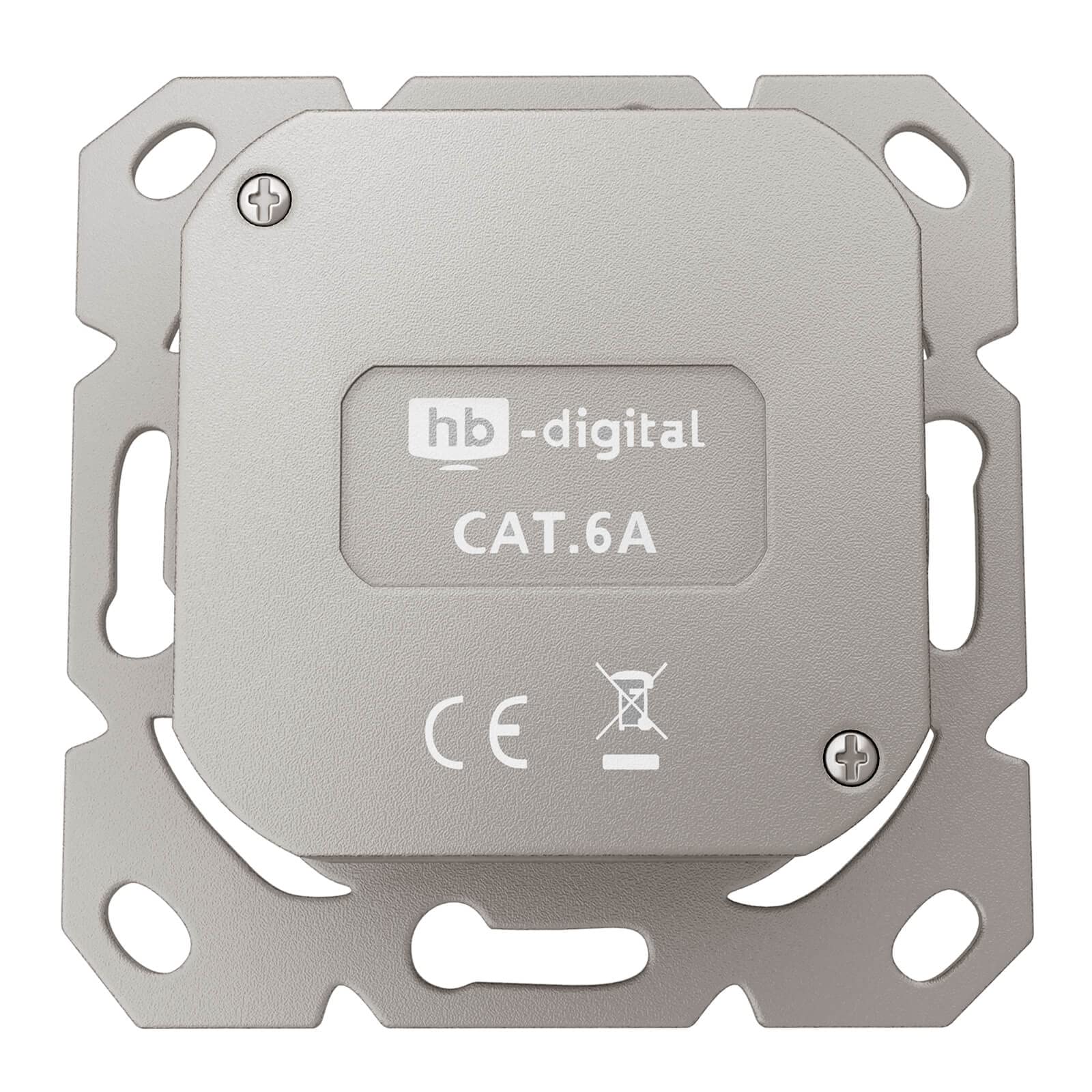 HB-DIGITAL 5 x CAT 6a gniazdo sieciowe RJ45 2-portowe STP ekranowane, kompatybilne ze sztywnymi kablami LAN PoE T568A/B standard stop cynku 10 Gigabit 50 mm x 50 mm - Bez obudowy