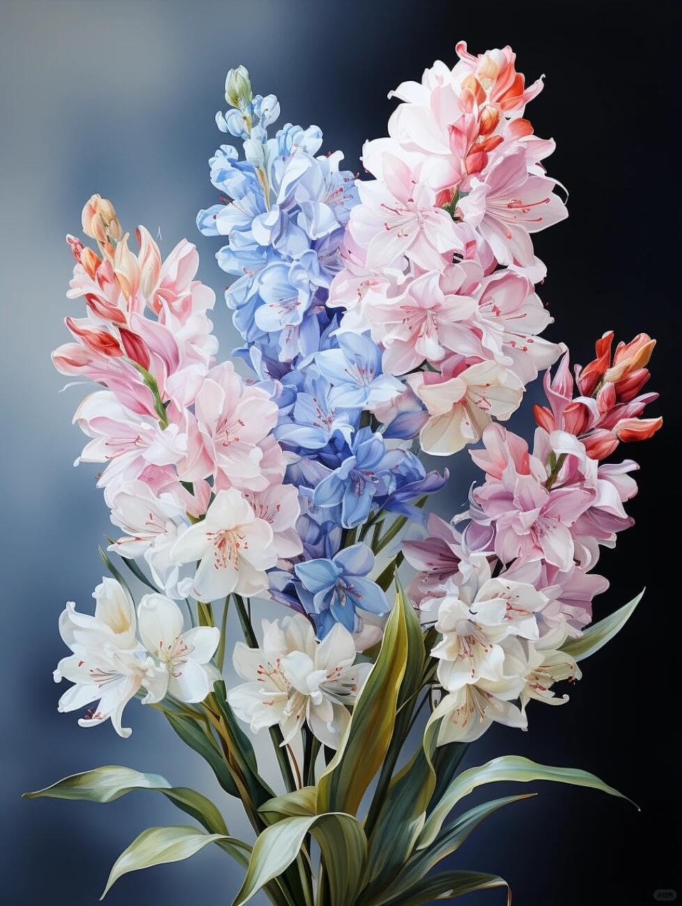 RKFLGEW Flowers 14CT Counted Cross Stitch Kits Fantasy Hyacinth DIY Cross Stitch Patterns Kits Crafts Needlework Embroidery Set for Home Decor 40x50cm