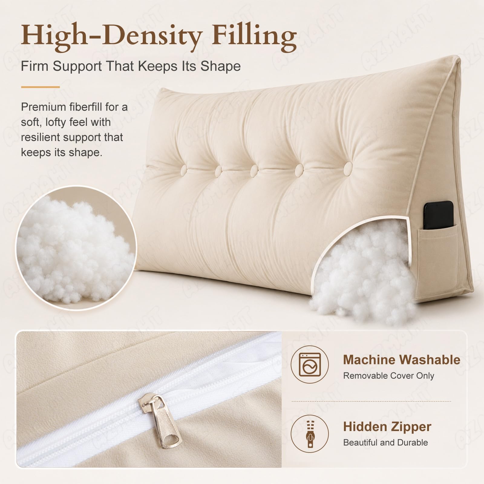 Cojin Respaldo Sofa Cojines Grandes Respaldo Cama Cuña Triangular Almohada | Cojin Respaldo Sofa Cama Cuña Almohada Triangular Lectura Lumbar Ergonomico Confortable Funda Lavable Bolsillos
