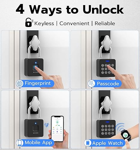 Miniatura 3 de Anweller - Candado inteligente sin llave, con teclado de código, bloqueo biométrico de combinación de aplicación Bluetooth para armario, unidad de