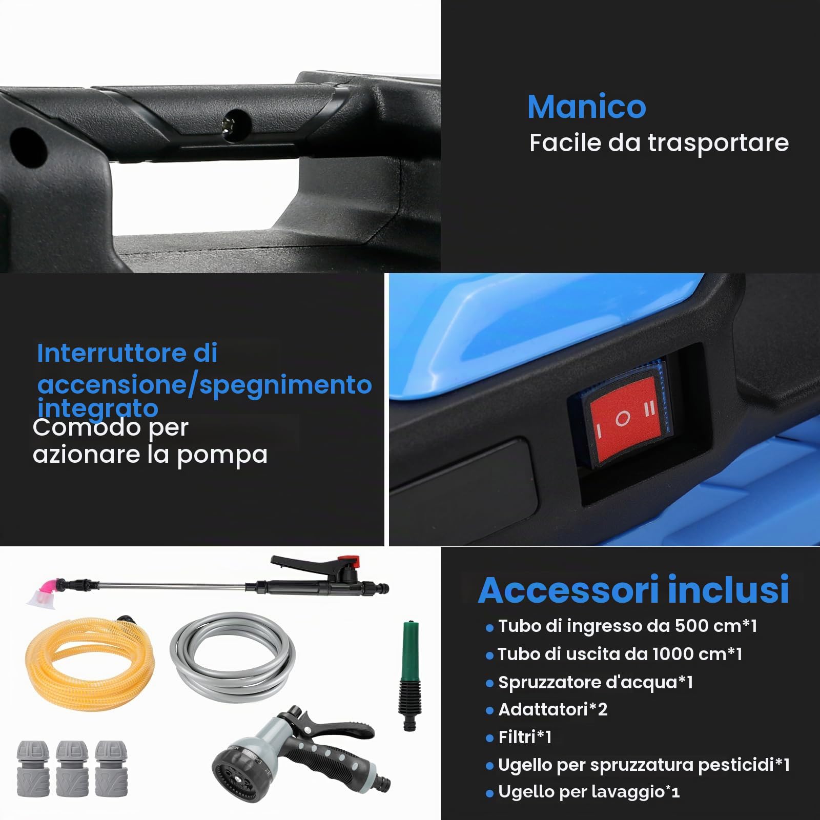 Pompa dell'acqua compatibile con batteria Makita da 18 V, pompa da giardino elettrica, pompa autoadescante portatile senza fili, per piscina da giardino, stagno, acquari (solo attrezzi, nessuna