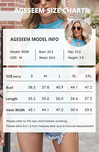 Miniatura 5 de AGSEEM Camiseta sin mangas para mujer, de verano, cuello halter, con abertura en la bocalla, ajuste holgado