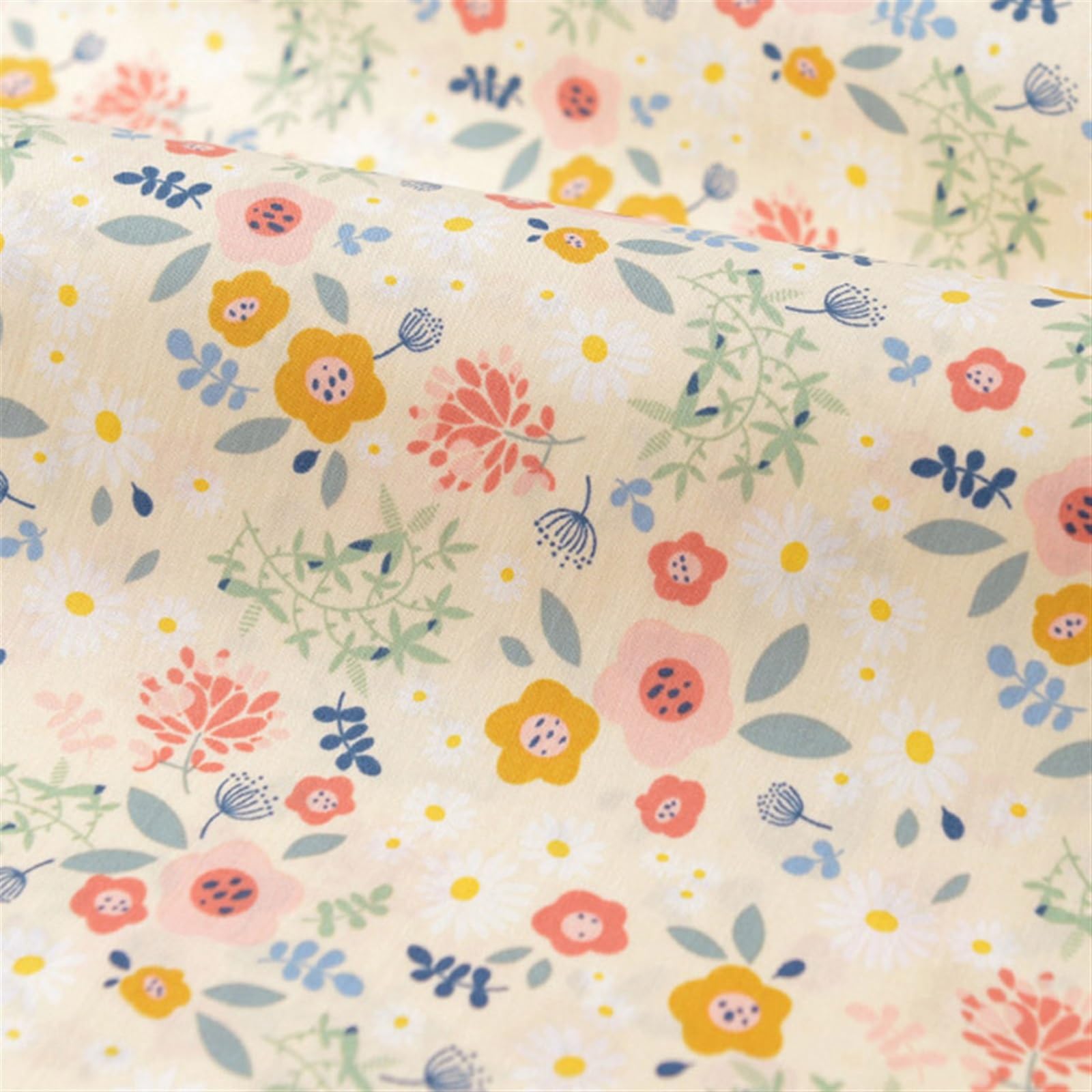 Tissu Mousseline Imprimé Fleurs Rétro - Polyester - Pour Robes, Jupes, Créations