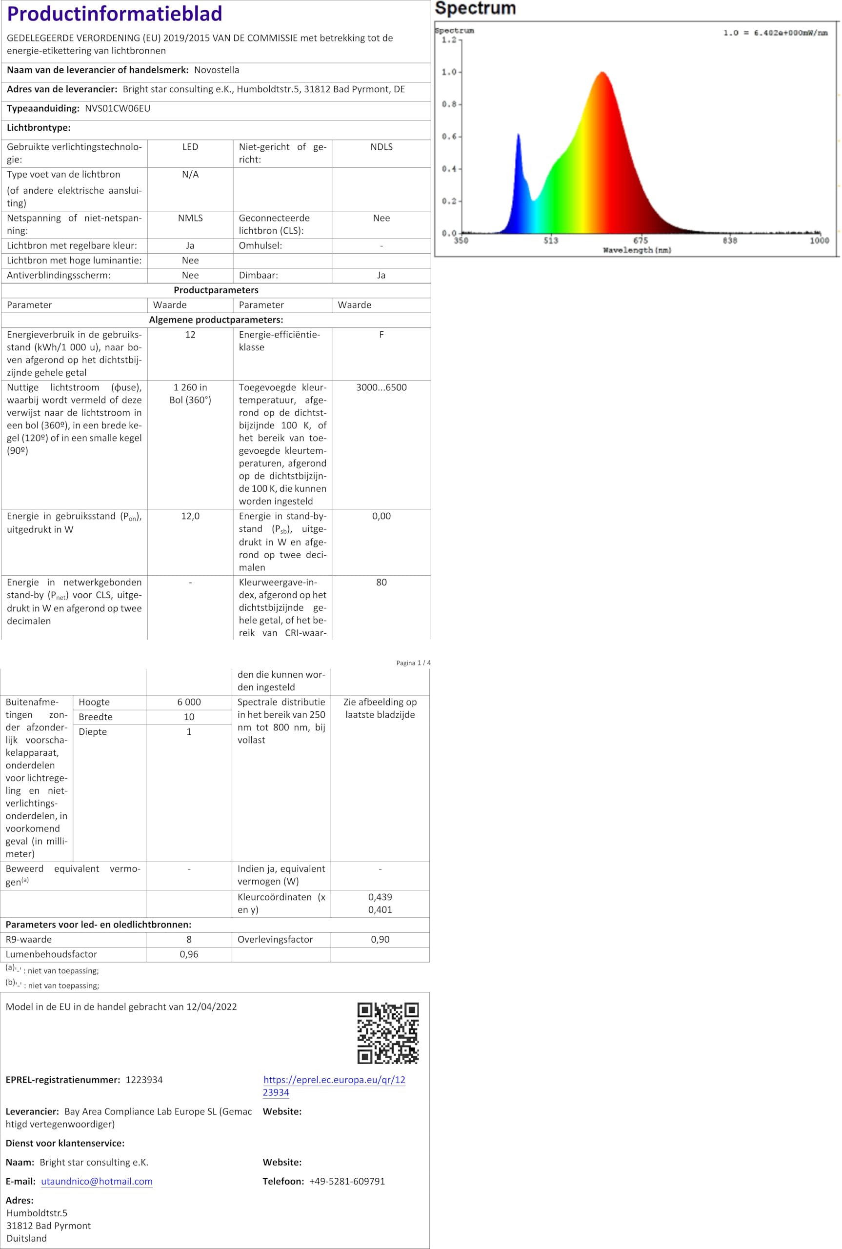 COB LED Strip Dimbaar 6M 24V, LED Strip Natuurlijke Wit 4000K, 480LEDs