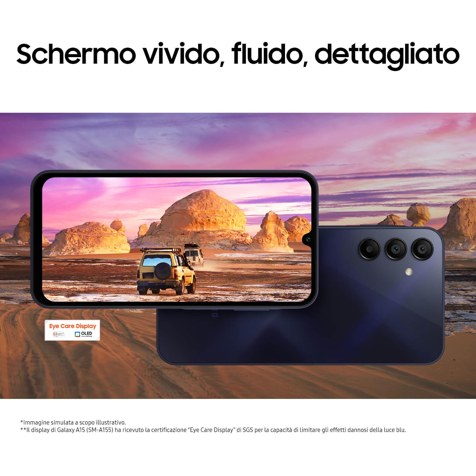 Samsung Galaxy A15, Smartphone Android 14, Display Super AMOLED 6.5" FHD+, 4GB RAM, 128GB, memoria interna espandibile fino a 1TB, Batteria 5.000 mAh, Blue Black [Versione Italiana]