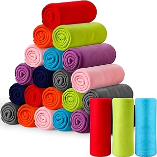 24 Pack Bulk Fleece Throw Blankets Solid Color Warm Fleece Blankets Lightweight Polar Fleece Blanket Assorted Color Soft S...
