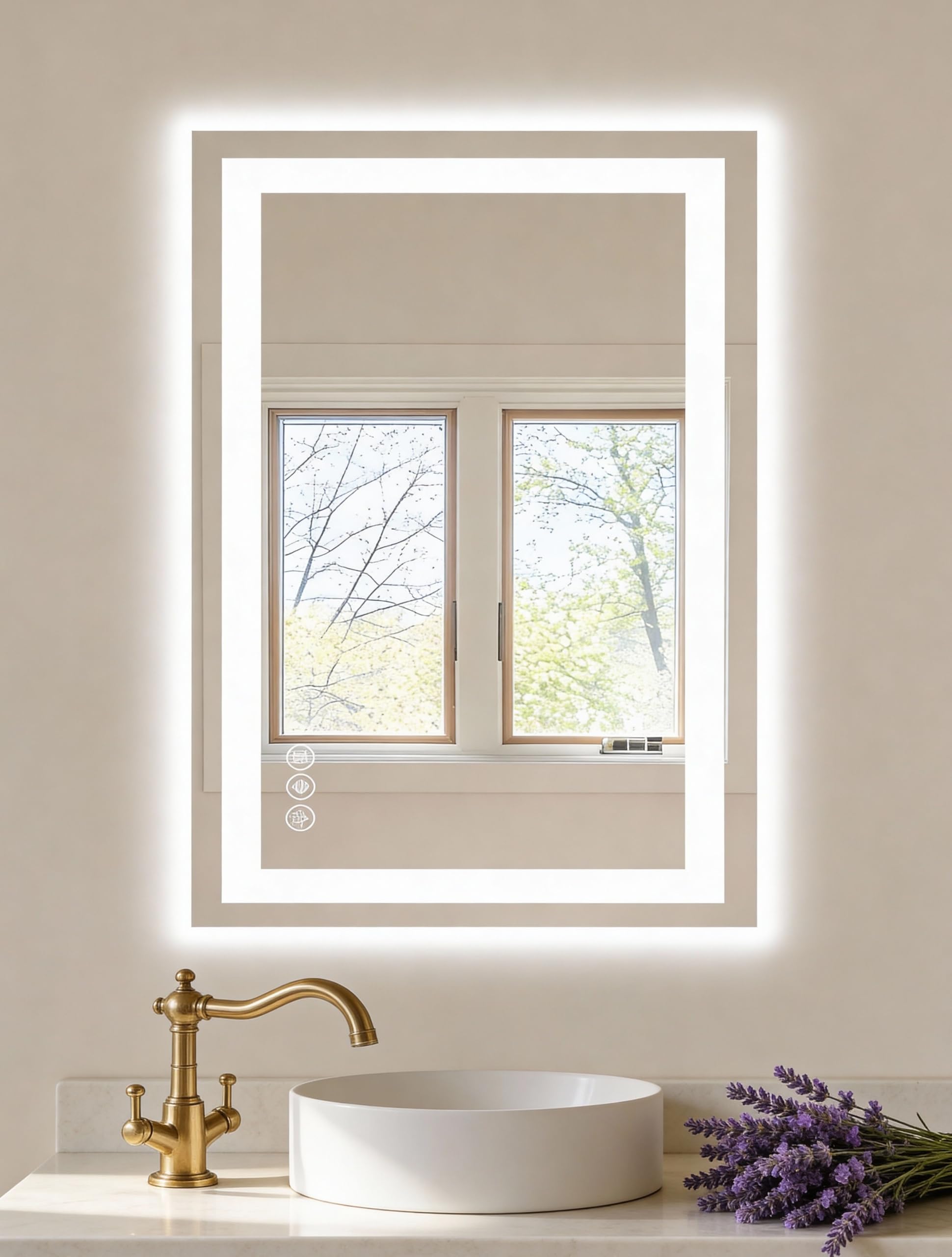 Miroir de salle de bain pour évier et miroir mural de chambre blanc