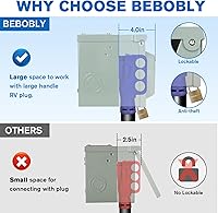 Vista 3 de Caja de toma de corriente de 30 amperios para RV, receptáculo NEMA TT-30R de 125 voltios, enchufe exterior cerrado y con cerradura, panel