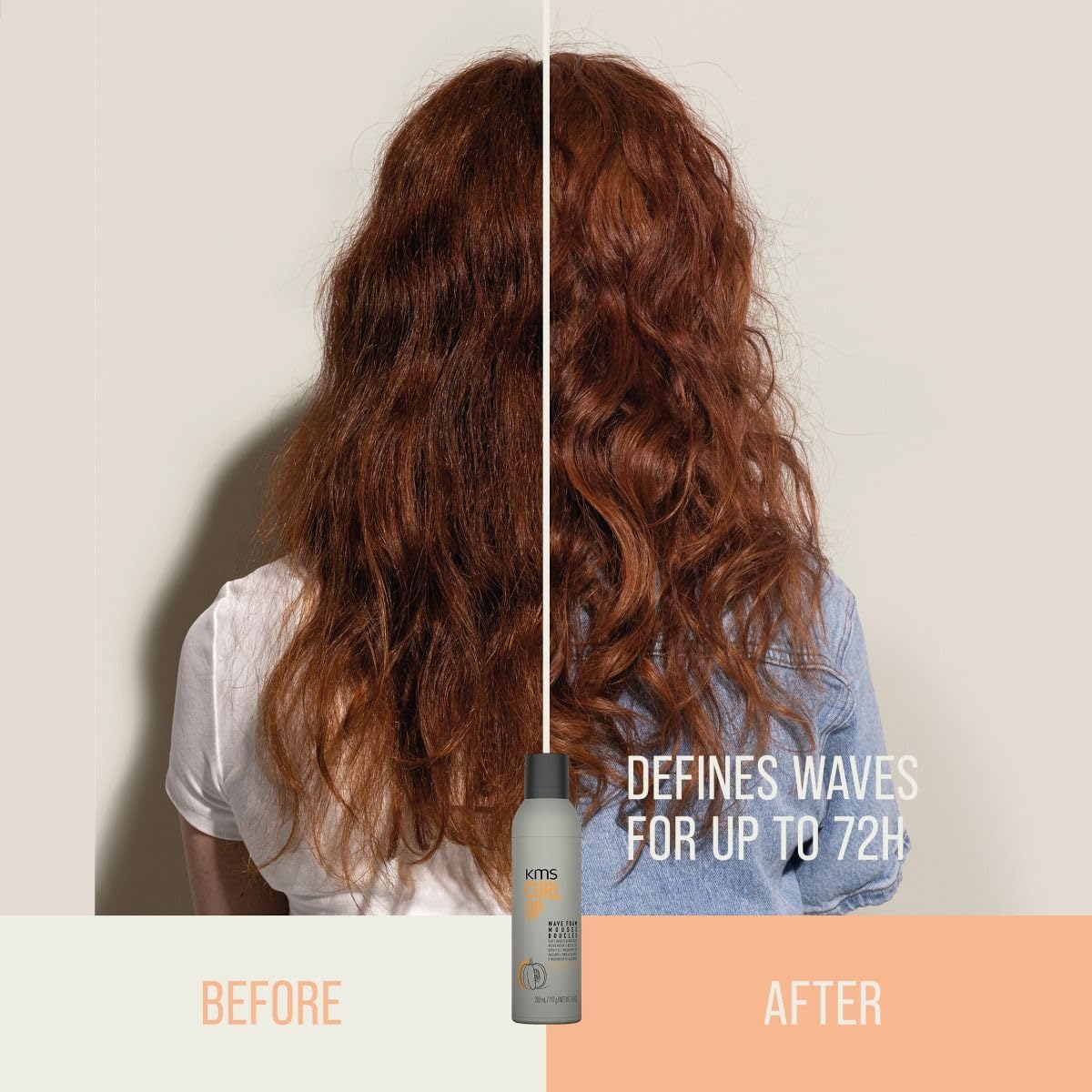 KMS CurlUp Wave Foam - Schiuma per ricci e onde flessibili, volume e definizione naturale, 200 ml