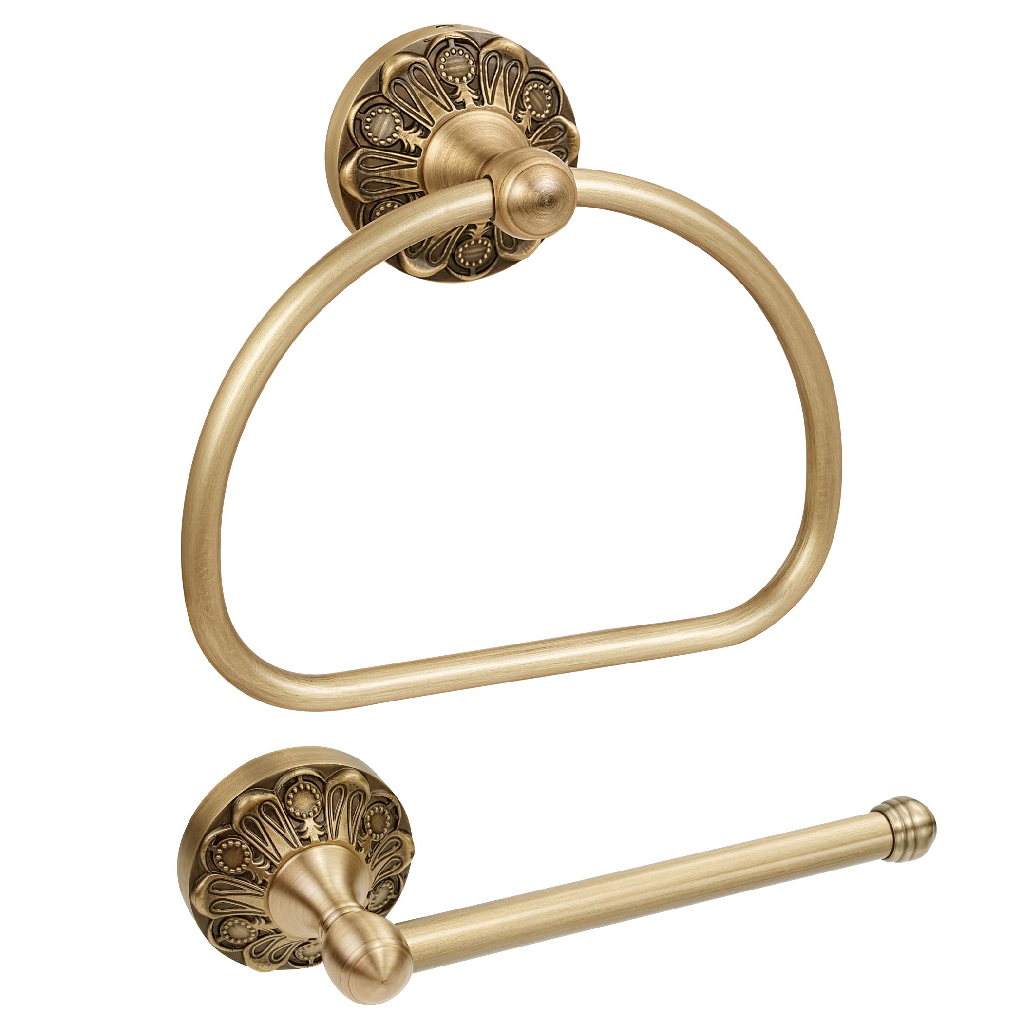 Antique Brass Toilet Paper Holder Towel Ring, Brass Towel Holder Toilet Paper Roll Holder, Rustic Vintage Oval Towel Rack Bathroom Accessories Set Hardware 2 Pieces Farmhouse Wall Mounted — Amazon image 9