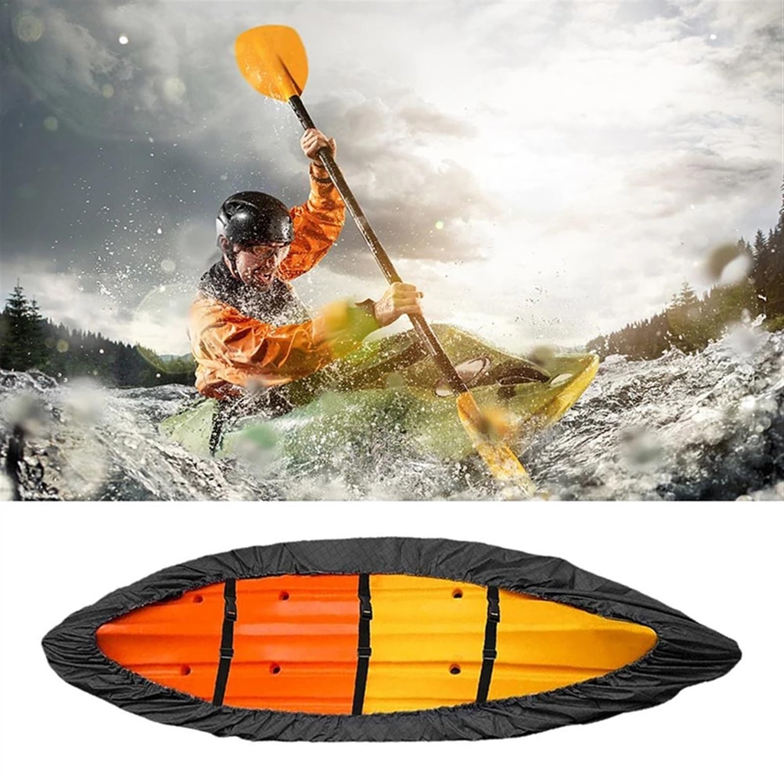 Kayak Cover Kayak Kano Opslag Stofkap Waterdicht UV Sunblock, Voor Kajak, Kano, Roeiboot & Paddle Board,Gray,4.1to 4.5m