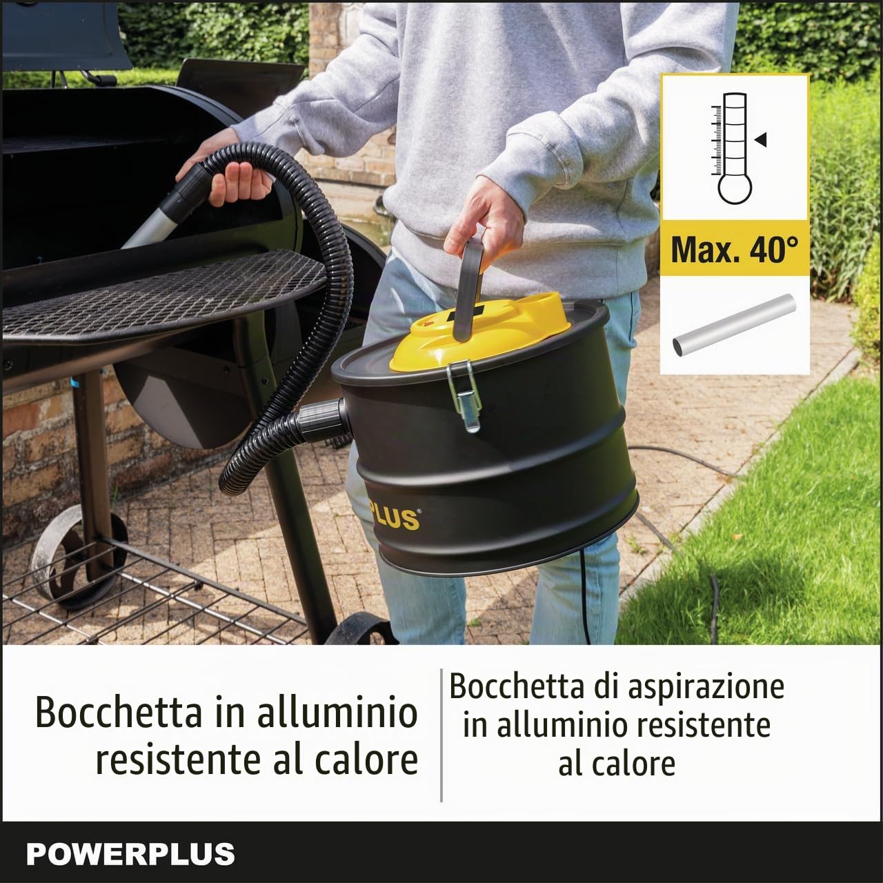 Power Plus Aspirapolvere per Cenere, collettore di Polvere, Adatto per Forno, Camino 1000 W 15 Litri, Nero, 0