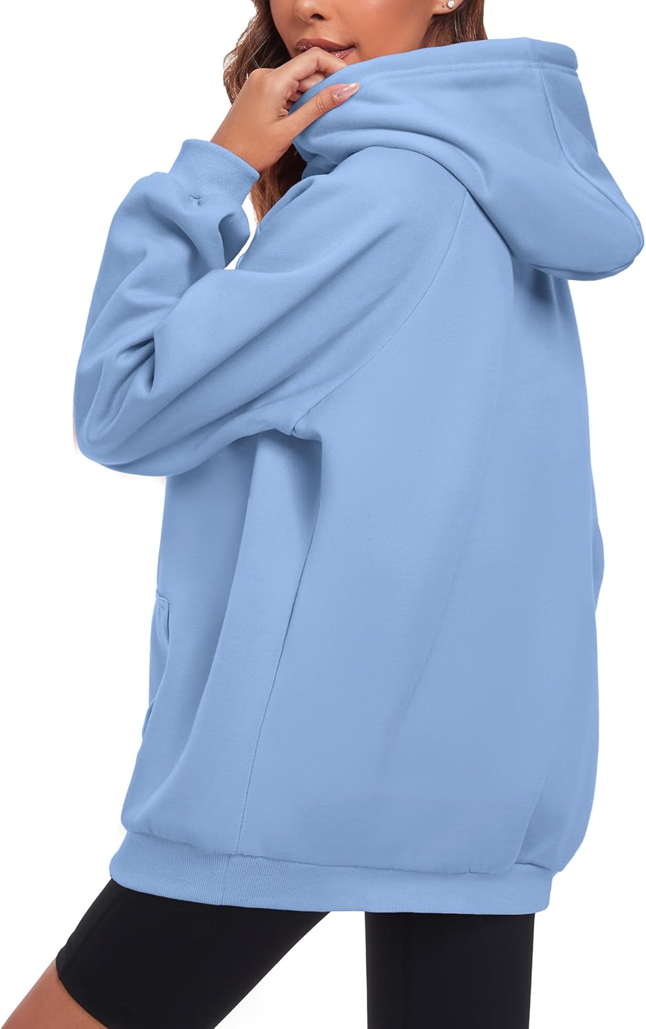 FKEEP Oversize Hoodies Women Fleece Crewneck Sweatshirt Casual Long Sleeve Pullover Tops with Pockets - Image 5