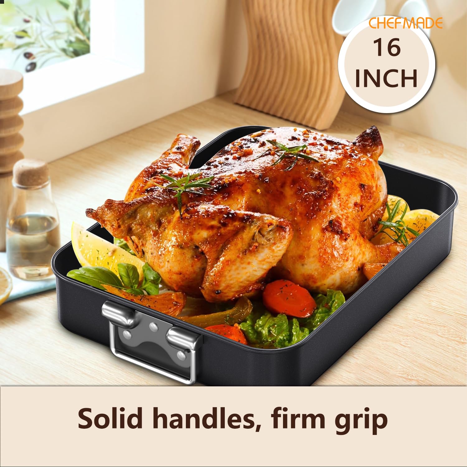 Amazon.com: CHEFMADE Turkey Roasting Pan with V Rack, 16 Inch Deep