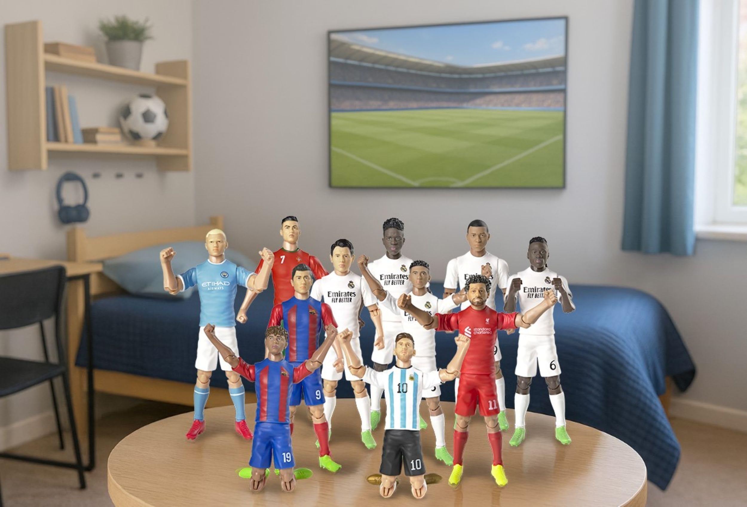 Megableu Ronaldo Figura de fútbol 20 cm articulada con licencia oficial 10 puntos de articulación juguete Portugal