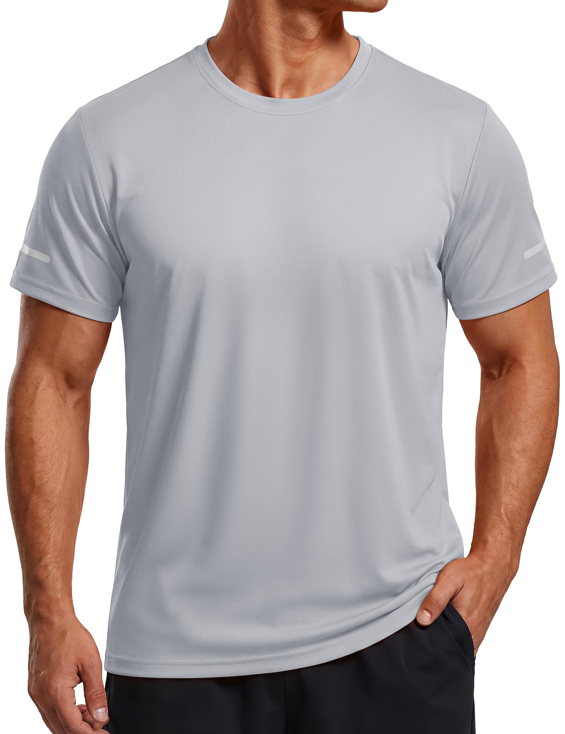 TACVASEN UV Shirt Herren Sportshirt Kurzarm UPF 50+ Sonnenschutz Atmungsaktive Funktionsshirt Laufshirts mit Reflektierender Streifen