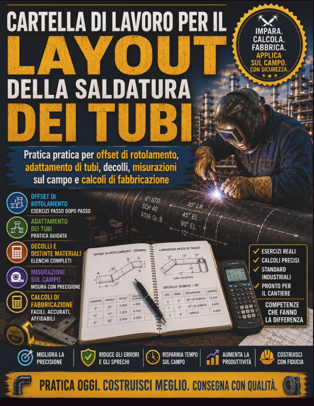 Cartella di lavoro per il layout della saldatura dei tubi: Pratica pratica per offset di rotolamento, adattamento di tubi, decolli, misurazioni sul campo e calcoli di fabbricazione