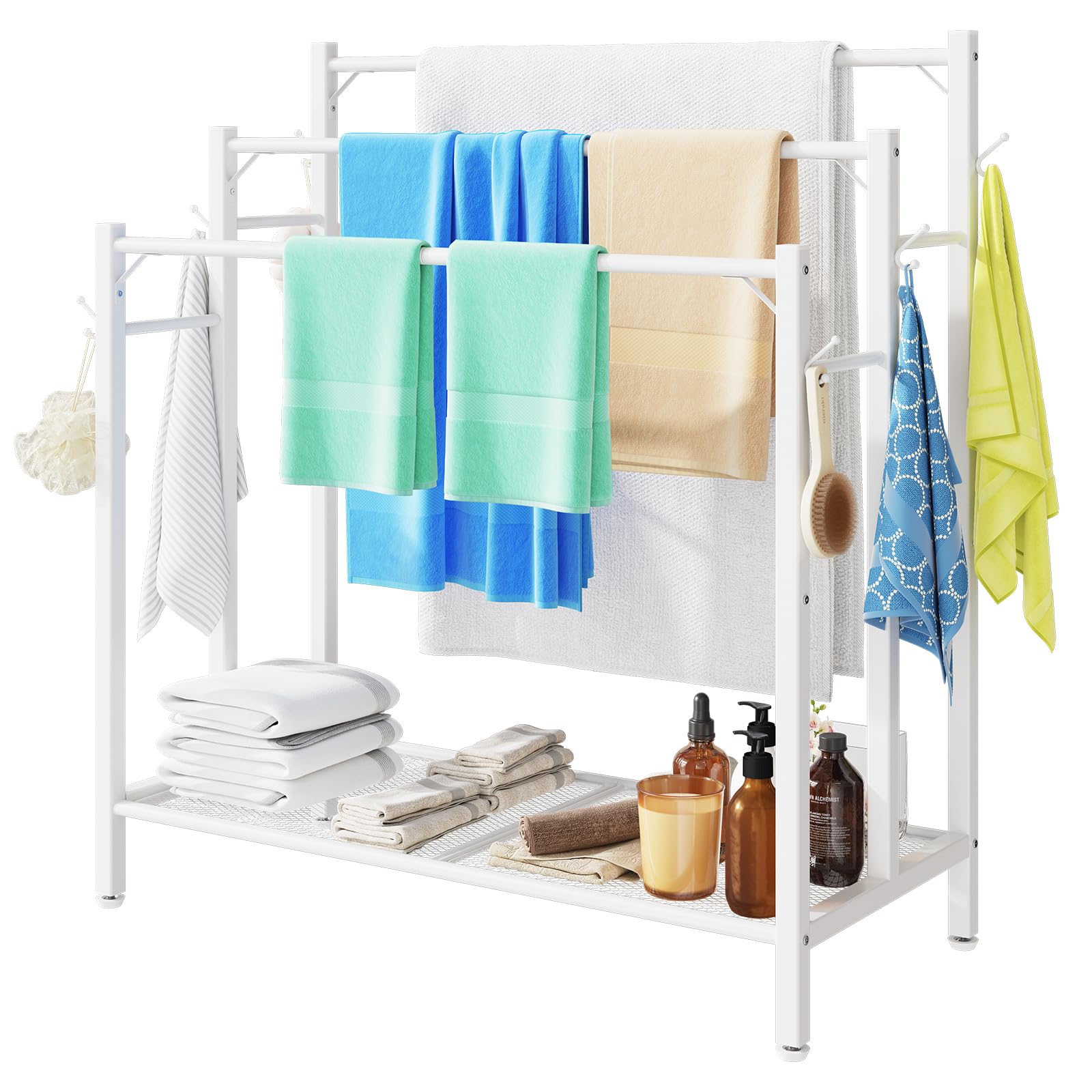 Photo 1 of HavenlyYouth 3 Tier Towel Rack with Shelf - White