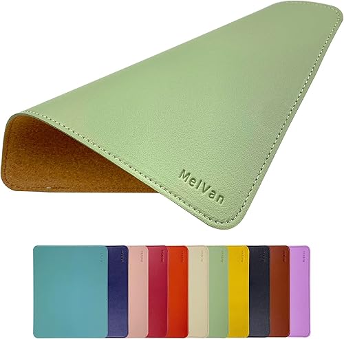 Miniatura 8 de MelVan Alfombrilla de mouse de piel sintética con borde cosido, alfombrilla de mouse de madera, alfombrilla de mouse impermeable para computadoras,