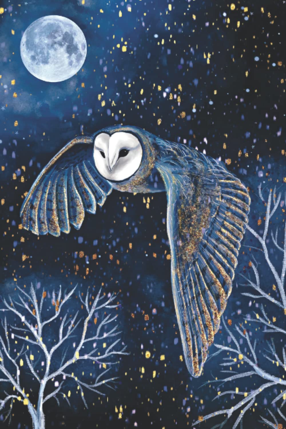 Whimsical Flying Owl Dreamy Notebook Journal - Lined A5 Diary - Tarot book - 120 pages - Exclusive