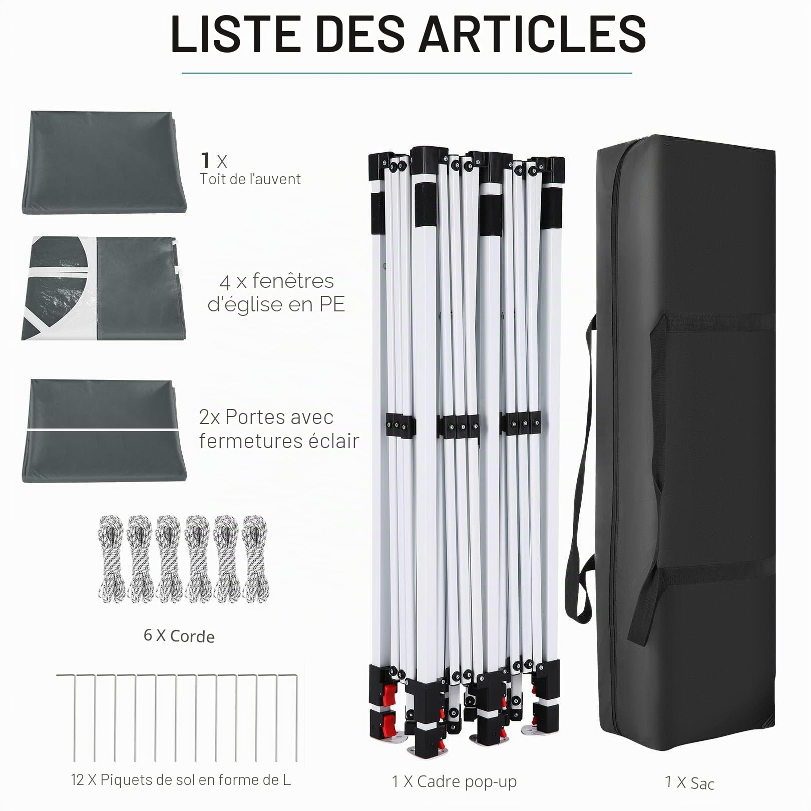 COBIZI Tonnelle Pliante 3x6m Tonnelle de Jardin Imperméable Barnum Pliant avec 6 Parois Latérales UV Protection 50+ Tonnelle de Jardin pour Plage,Mariage,Camping, Gris
