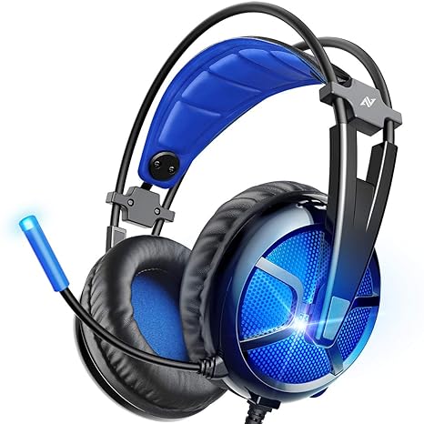 ABKONCORE B581 7.1 Surround Sound Gaming Headset for Gaming PC, Gaming Laptop, USB Headset with High Sensitive Adjustable Microphone Headphones, Ultralight, Breathing LED Light, Comfortable Earmuffs